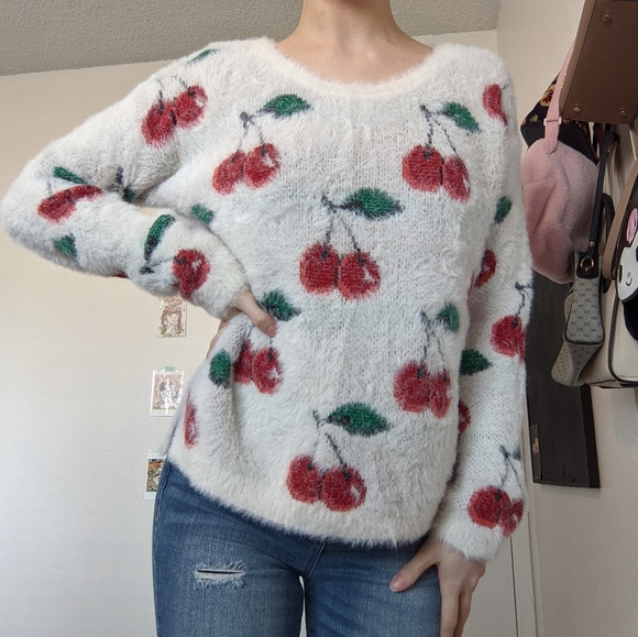 Fuzzy Cherry Sweater - Picture 1 of 4